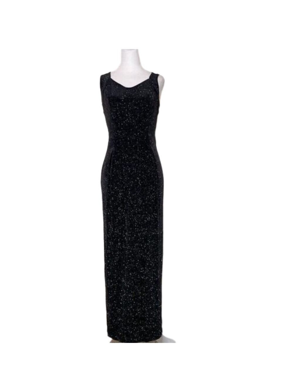 Vintage 90’s Susan Roselli black sparkly maxi gown